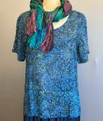 Batikbluse Model 164 - Seaweed Blå Grøn, lamloro, pacific, blå, ranker, småmønstret,