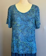 Batikbluse Model 164 - Seaweed Blå Grøn, lamloro, pacific, blå, ranker, småmønstret,