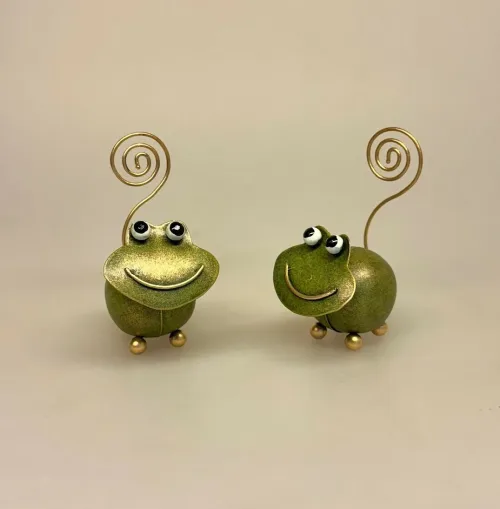 Memo Holder Metal - Grøn Frø, Metal Figur - Frø Grøn, bredmundet, marmelademad,