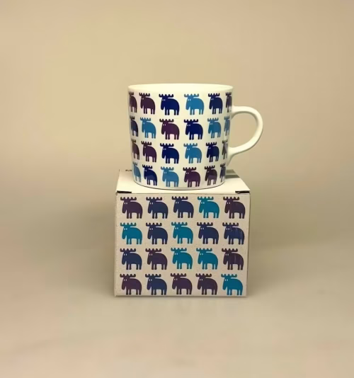 Krus - Porcelæn med Elge Blå Turkis Lilla - Billede 2