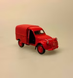 Modelbil Citroën 2CV Fourgonette - Rød, knaldrød, brandbil, citroen, 2cv, varebil, varevogn, arbejde, fransk, design, bil, model, bilmodel, retro, ældre, biti, ribe, gave, gaveide, kørekort, frankrig, emigrere, pensionist, flytte, sumbolik