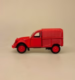 Modelbil Citroën 2CV Fourgonette - Rød, knaldrød, brandbil, citroen, 2cv, varebil, varevogn, arbejde, fransk, design, bil, model, bilmodel, retro, ældre, biti, ribe, gave, gaveide, kørekort, frankrig, emigrere, pensionist, flytte, sumbolik
