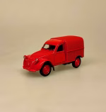 Modelbil Citroën 2CV Fourgonette - Rød, knaldrød, brandbil, citroen, 2cv, varebil, varevogn, arbejde, fransk, design, bil, model, bilmodel, retro, ældre, biti, ribe, gave, gaveide, kørekort, frankrig, emigrere, pensionist, flytte, sumbolik