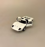Modelbil Ford GT 40 - hvid, butterfly, døre, gti, old timer, old school, cool, hurtig, racer, racerbil, sportsvogn, benzin, fast car, modelbil, samler, mekaniker, kørekort, 18 år, symbolsk gave, gaveide, tillykke, drengerøv, drengebil, kontor, ungdom, biti, ribe, legendarisk, flot, sej, racerkører, le mans, formel 1,