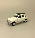 Modelbil Renault 4 - Hvid, fransk, design, bil, model, bilmodel, retro, ældre, biti, ribe, gave, gaveide, kørekort, frankrig, emigrere, pensionist, flytte, symbolik