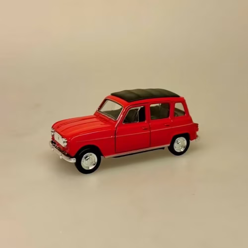 Modelbil Renault 4 - Rød, knaldrød, fransk, design, bil, model, bilmodel, retro, ældre, biti, ribe, gave, gaveide, kørekort, frankrig, emigrere, pensionist, flytte, symbolik