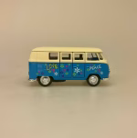 VW Folkevogns Rugbrød - Samba Blå/hvid Flower Power, Hippie, goki, 12171, VW Folkevogns Rugbrød - Samba blå, VW Folkevogns Rugbrød - Samba Blå/Hvid, bus, folkevogn, folkevognsbus, rugbrødsbil, rugbrød, varebil, surfer, surferbus, hippue, hippiestyle, ud i det , nostalgi, 70'erne, modelbiler, modelbil, volkswagen, samba, bully, biti, ribe