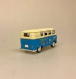 VW Folkevogns Rugbrød - Samba Blå/hvid Flower Power, Hippie, goki, 12171, VW Folkevogns Rugbrød - Samba blå, VW Folkevogns Rugbrød - Samba Blå/Hvid, bus, folkevogn, folkevognsbus, rugbrødsbil, rugbrød, varebil, surfer, surferbus, hippue, hippiestyle, ud i det , nostalgi, 70'erne, modelbiler, modelbil, volkswagen, samba, bully, biti, ribe