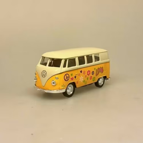 VW Folkevogns Rugbrød - Samba Gul/hvid Flower Power, Hippie, goki, 12171, VW Folkevogns Rugbrød - Samba blå, VW Folkevogns Rugbrød - Samba Blå/Hvid, bus, folkevogn, folkevognsbus, rugbrødsbil, rugbrød, varebil, surfer, surferbus, hippue, hippiestyle, ud i det , nostalgi, 70'erne, modelbiler, modelbil, volkswagen, samba, bully, biti, ribe