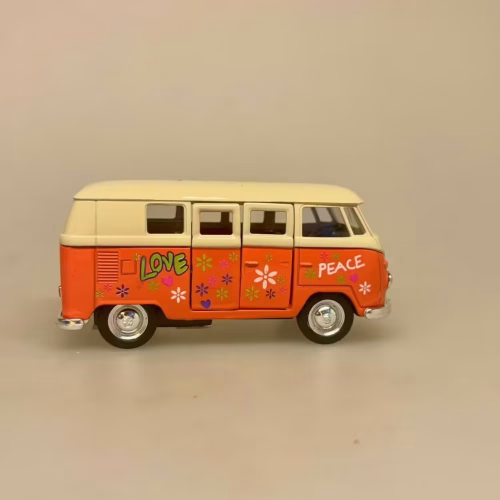 VW Folkevogns Rugbrød - Samba Orange/hvid Flower Power, Hippie, goki, 12171, VW Folkevogns Rugbrød - Samba blå, VW Folkevogns Rugbrød - Samba Blå/Hvid, bus, folkevogn, folkevognsbus, rugbrødsbil, rugbrød, varebil, surfer, surferbus, hippue, hippiestyle, ud i det , nostalgi, 70'erne, modelbiler, modelbil, volkswagen, samba, bully, biti, ribe, woodstock