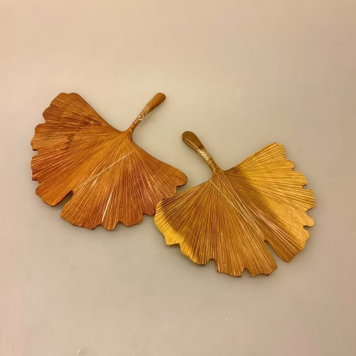 Gingkoblad - Håndskåret af Træ - Stort, træblad, gingko, bilopa, tempeltræ, vifteformede, håndsnittede, træskærerarbejde, stræskærer, nordisk, indretning, design, natur, stilfuldt, særligt, naturligt, pynt, bæredygtig, unst, indretning, træblad, gaveide, særlig, biti, ribe, håndlavet, kunsthåndværk
