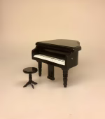 Miniature Flygel med Skammel Sort - Billede 2