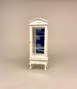 Miniature Vitrineskab Hvidt, vitrine, spejl, møbel, høj, dukkemøbler, dukkehus, ting, tilbehør, dukkehusting, dukkehusmøbler, dukkehusilbehør, 1:12, miniaturer, biti, ribe, upstairs, downstairs, abbey, down, town,