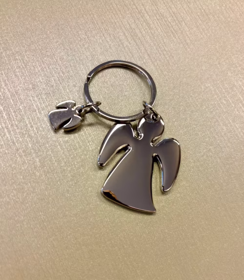 Nøglering Engle Blank Sølv, 72060, angel, to, engle, skytsengle,