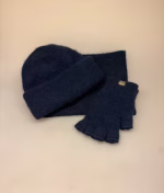 Strikkede Vanter med Åbne Fingre Possum - Navy, Possum Hue Dobbelt med Opslag - Navy, Possum Hue Dobbelt med Opslag - Navy, Possum Strikket Tube Tørklæde - Possum Strikket Tube Tørklæde - Halsedisse Navy, mørkeblå, marineblå, midnatsbå, meleret, farvespil, luksus, eksklusiv, maritime