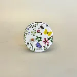 Rundt Spejl med Blomster og Sommerfugle, lommespejl, foldespejl, taskespejl, rundt, sødt, makeup, sminke, vain, kosmetik, gave, lille, gaveide, natur, flora, insekter, bio, diversitet, vild med vilje, natur, biologi, feminint, sødt, isabelle rose, biti, ribe, vadehavet, IR MIR 3, meadow