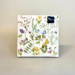 Servietter - Vilde Blomster Bier og Sommerfugle, grøftekant, borddækning, sommerfest, sommerbryllup, forår, konfirmation, forårsstemning, inspiration, vild med vilje, biologi, naturen, flora, insekter, bier, sommerfugle, picnic, skovtur, gave, gaveide, femin, yndig, sødt, nordisk, design, biti, ribe, sort sol, vadehavet, marsken