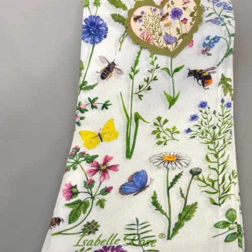 Viskestykke Bomuld med Blomster Bier og Sommerfugle, citronsommerfugl, honningbi, biodiversitet, insekter, bier,