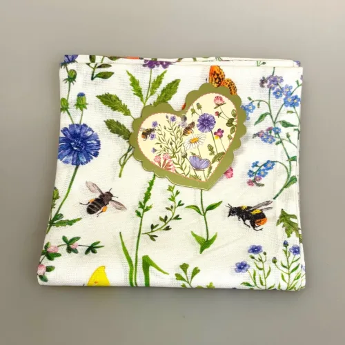 Viskestykke Bomuld med Blomster Bier og Sommerfugle, citronsommerfugl, honningbi, biodiversitet, insekter, bier,