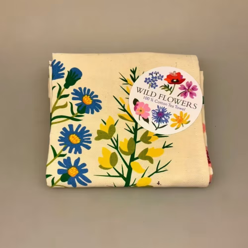 Viskestykke Bomuld med Vilde Blomster, rex, london, tea towel, vild med vilje, natur, flora, biodiversitet, madlavning, opvask, biolog, biologi, outdoor, sødt, gave, gaveide, praktisk, pænt, bomuld, flot, særligt, biti, ribe