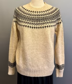 Harley of Scotland Pullover - Færø Mønster Beige Koks, sandfarvet, lys, camel, diskret, tidsløs, klassisk, tusk, moulder,