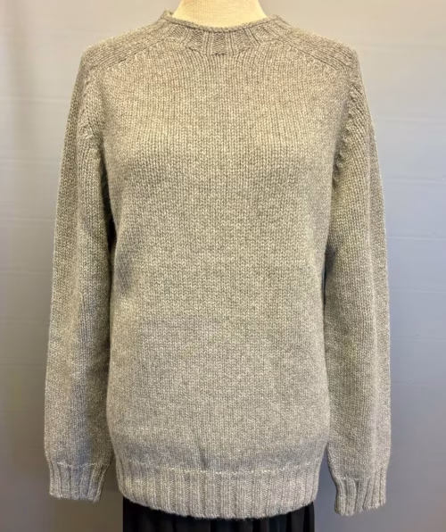 Harley of Scotland – Fine Lambswool Uni Pullover Lysegrå, grå, meleret, tidsløs, alsidig, ekstrafin, super, fine, flannel, grey,