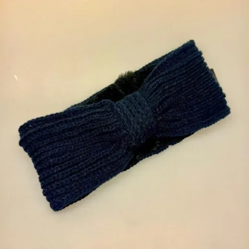 Pandebånd med Teddy Foer - Kinaa Navy, kinaa, 8833, moshiki, akryl, blødt, kradser ikke, sortblå, midnatsblå, marineblå, mørkeblåt, navy, blåsort, isolerer, upcyklet, håndstrikket, ørevarmere, pandebånd, cykel, teddy, teddybear, foer, foret, biti, ribe