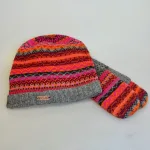 Beanie Hue i Uld med Fleecefoer - Grå Koral, Strikkede Luffer Uld med Bomuldsfoer - Grå Koral, alisaa, 20917, neon, pink, orange, koral, hot, bordeaux, røde, friske, smukke, farver, farverige, 2025