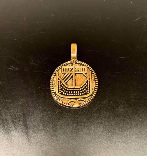 Vikingevedhæng Bronze - Hedeby Mønt Lille, 05-335-10, bronzevedhæng, bronzemønt, gylden, kobber, vikingevedhæng,