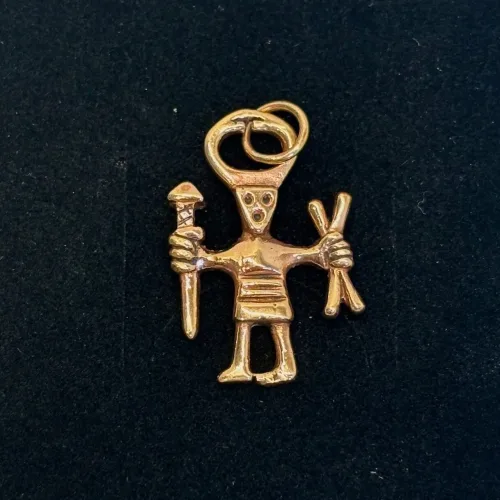 Vikingevedhæng i Bronze - Odin med Kors & Spyd, amulet, Odinfigur, Odin, bronzevedhæng, svensk, vikingesmykker, vikinger, aser, gamle, guder,