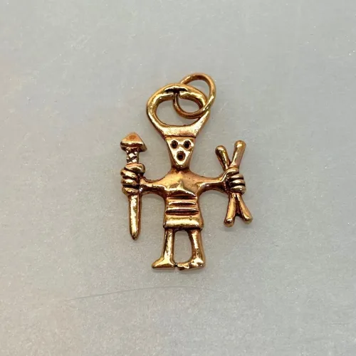 Vikingevedhæng i Bronze - Odin med Kors & Spyd, amulet, Odinfigur, Odin, bronzevedhæng, svensk, vikingesmykker, vikinger, aser, gamle, guder,