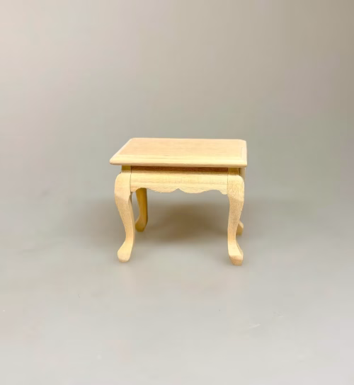 Miniature Sofabord Lille Natur, umalet, ubehandlet, træ, sidebord, lampebord, dukkehusmøbler, 23111,