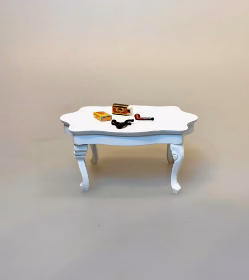 Miniature Sofabord Hvidt, Kun Én af Hver - Miniature Rygesæt Dan Patch, askebæger, 3207, piber, pibesæt, 2620, ryger, tobak, piberyger, rygerum, rygepause, konfirmation, konfirmand, sjov, tale, sang, sangskjuler, symbolsk, rygestop, brunt værtshus, miniature, dukkehus, ting, til, tilbehør, nisser, nisseting, nissetilbehør, jul, i, dukkehusting, dukkehustilbehør, bryllup, biti, ribe
