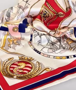 Silketørklæde Bandana Maritimt Blå Rød, skibe, flag, signalflag, sporty, sejler, elegant, cool, cruise, chic, TC, S, BH, 2405, 53, rød, blå, motiv, lille, firkantet, kvadratisk, lækkert, kvalitte, silke, silkeørklæde, blank, fed, silkesatin, smuk, gave, gaveide, halsklud, taske, taskepynt, nicky, nicki, tuch, bandana, luksus, lady, like, dame, biti, ribe, sejlerliv, søhest, knob, elegance, posh,