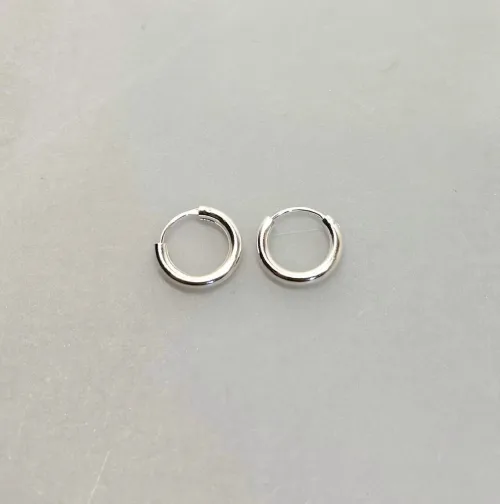 Creoler i Sølv Ø 12 mm Glatte Hoops 2 mm, SØ 2012,