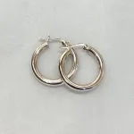 Creoler i Sølv Ø 25 mm Glatte Hoops 4 mm, sø 4025, vippeping, tykke, chunky, kraftige, glatte, lys, sølv, ægte, sterling, sølvøreringe, hoops, creoler, ringe, runde, flotte, lækre, kvalitet, moderne, nice, dansk, design, jane kønig, tilbud, udsalg, value for money, biti, ribe,