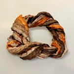 Twistet Silketørklæde 90234 Lille Brun Beige Rust, oxford,