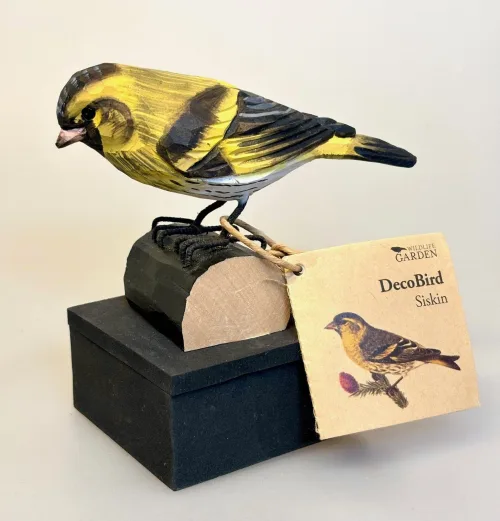 Naturens Fugle af Træ - Grønsisken, siskin, wildlife garden, wg 423, lille, spurv, gul, svenske, træfugle, træfugl, fuglefigur, naturlig, naturtro, håndsnittet, håndlavet, håndarbejde, fugleinteresseret, naturmenneske, gaveide, gave, deko, dekorativ, flot, træskærearbejde, 1.1, sort sol, Ribe, Vadehavet, biti, nationalpark, ornitolog, realistisk, ægte, flotte