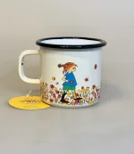 Pippi Langstrømpe Metal Krus 37 ml - Blomstereng, be more pippi, vær mere som pippi, sommerfugle, blomster, 1406-037-80, nyhed, emalje, kop, krus, out door, pic nic, skovtur, sjovt, fint, lækkert, kvalitet, børn, voksne, gave, gaveide, pippi, langstrømpe, ting, med, 1404, biti, ribe, dansk, svensk, design, astrid lindgren, eventyr, historier,