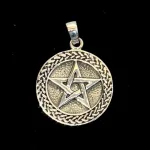 Vedhæng i Sølv - Stjerne med Evighedsflet, bl, sv 104, flet, keltisk, den gode, pentagram, amulet, lykkebringende, lykke, lykkeamulet, sølv, ægte, magisk, vikinge, smykke, vikingesmykker, gamle, tegn, symbol, symbolik, gave, gaveide, student, konfirmand, datter, søn, rejse, rollespil, biti, ribe, sterling,