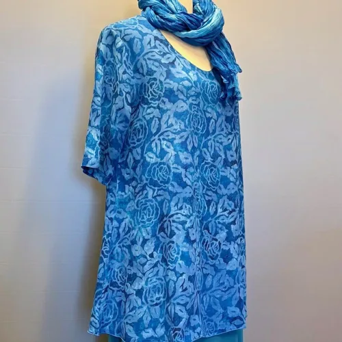 Batikbluse 141 A-facon - Rose Kongeblå