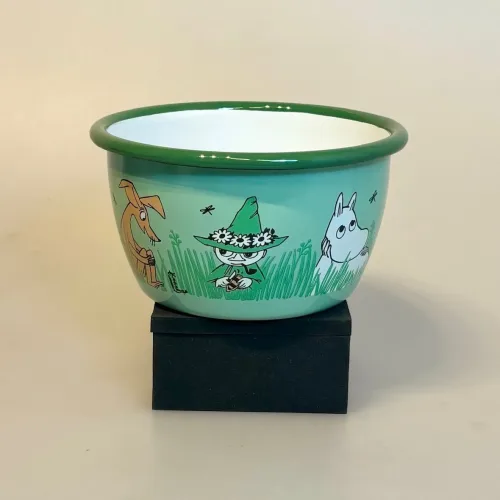 Mumi Metal Skål 3 dl - Mumi Sniff og Mumrik, boys, grøn, muurla, mumi, mumitroldene, finsk, finland, eventyr, børneservice, børneskål, børnetallerken, drenge, mumrik, sniff, venner, emalje, emaljeskål, emaljeret, bålbad, morgenmadsskål, morgenmadstallerken, mumiskål, mumiting, lækker, smart, praktisk, biti, ribe