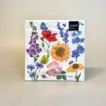 Servietter - Blomster Bier og Sommerfugle, ppd, frokostservietter, flowers & bees, havens, blomster, vilde, blomster, sommerfugle, bier, biodiversitet, insekter, natur, ridderspore, valmue, solsikke, rose, vildrose, kornblomster, honningbi, picnic, skovtur, borddækning, papirsservietter, fine, fest, biti, ribe