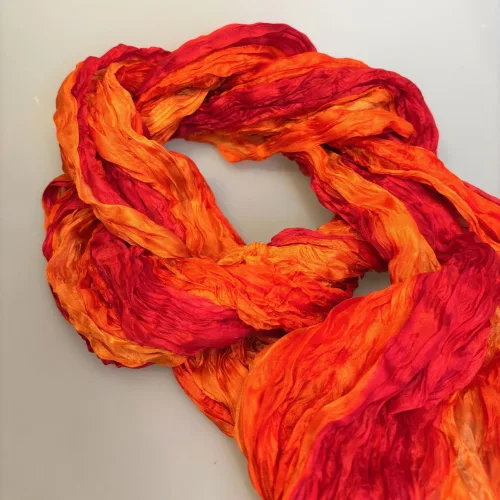 Twistet Silketørklæde 90127 Rød Orange