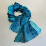 Twistet Silketørklæde 90137 Petrol Turkis, tahiti, smaragd, flaskegrøn, turkis, petrol, grønne, kontrast, aflangt, langt, ren, 100%, silke, silketørklæde, snoet, tvistet, blød, lækker, vasket, ponge, kvalitet, sporty, elegant, luksus, flot, anvendelig, tidsløs, biti, ribe, darling, salto