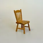 Miniature Krostol Nød, walnød, valnød, brun, lysebrun, træ, ministol, 2805, w, 1:12, pindestol, køkkenstol, nissestol, dukkehusstol, dukkestol, dukkehusmøbler, dukkemøbler, dukkehustilbehør, ting til, dukkehuset, miniaturer, miniature, mini, nissedør, nisseting, nissehus, nissebo, biti, ribe