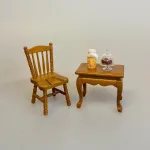 Miniature Krostol Nød, walnød, valnød, brun, lysebrun, træ, ministol, 2805, w, 1:12, pindestol, køkkenstol, nissestol, dukkehusstol, dukkestol, dukkehusmøbler, dukkemøbler, dukkehustilbehør, ting til, dukkehuset, miniaturer, miniature, mini, nissedør, nisseting, nissehus, nissebo, biti, ribe