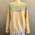 Harley of Scotland - Færø Pullover Super Soft Sand Grøn, beige, lys, oatmeal, olive, 4748, ekstra, blød, soft, cashmere, blød, silkeblød, lun, luksus, lækker, kvalitet, færø, færømønster, fintstrikket, sweater, tynd, let, lun, efterår, sensommer, biti, skotsk, skotland, uld, ren, lammeuld