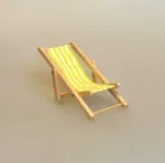 Miniature Liggestol Gul og Hvidstribet, 70301y, y, yellow, solgul, efterløn, pension, otium, trække sig tilbage, gå af, senior, symbolsk, sammenklappelig, strandstol, driverliv, strand, sol, ferie, solferie, slappe af, miniature, dukkehus, dukkehusting, dukkehustilbehør, sangskjuler, symbolsk, gave, biti, ferie, solferie, dase, sydpå, udenlandsdansker, 1:12, gavekort, mini, lille, miniature, sjov,