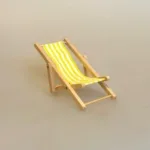 Miniature Liggestol Gul og Hvidstribet, 70301y, y, yellow, solgul, efterløn, pension, otium, trække sig tilbage, gå af, senior, symbolsk, sammenklappelig, strandstol, driverliv, strand, sol, ferie, solferie, slappe af, miniature, dukkehus, dukkehusting, dukkehustilbehør, sangskjuler, symbolsk, gave, biti, ferie, solferie, dase, sydpå, udenlandsdansker, 1:12, gavekort, mini, lille, miniature, sjov,